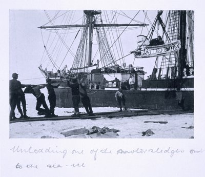 Unloading One of the Motorised Sledges onto the Sea-Ice, from 